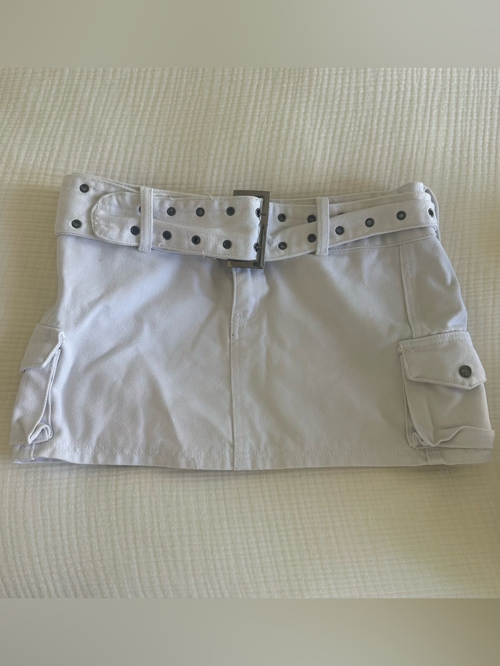 Princess Polly White Cargo Mini Skirt with Studded Belt